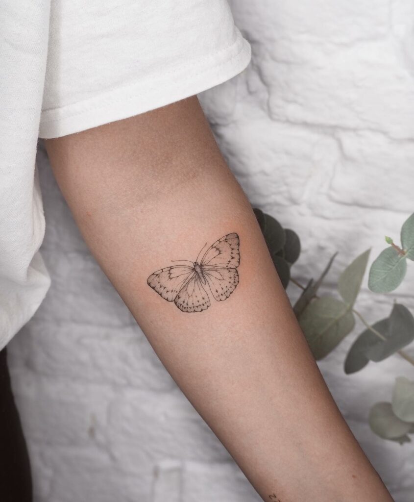 13+ Butterfly Tattoo Arm Ideas To Inspire You! 11 Fine-Line Mini Butterfly Tattoo