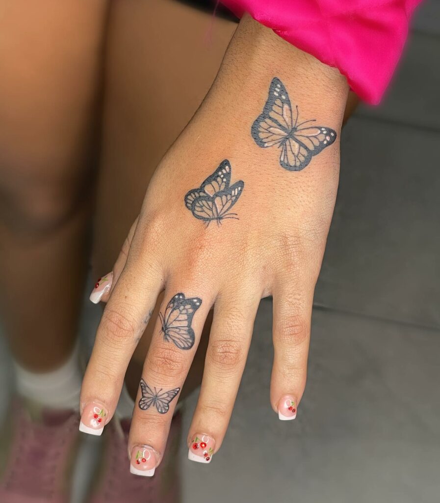 11+ Butterfly Finger Tattoo Ideas That Will Blow Your Mind! 12 Finger Butterfly Tattoo