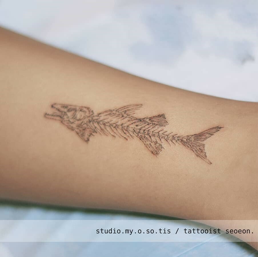 12+ Fish Skeleton Tattoo Ideas To Inspire You! 10 Fish Skeleton Tattoo