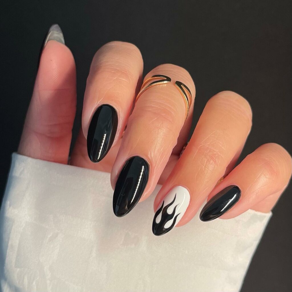 Discover 44 Trendsetting Black Nail Designs for 2024 36 Flame Nails