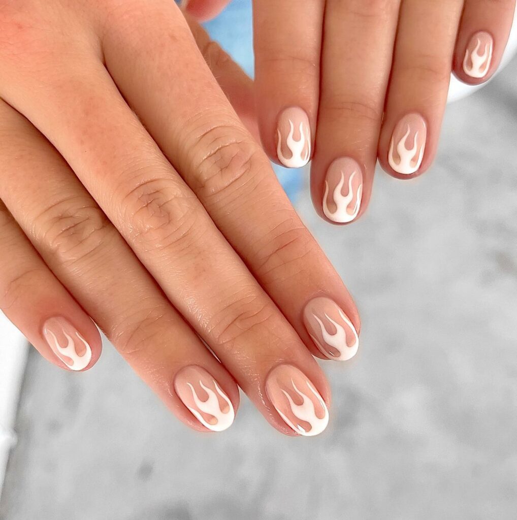 Experiment with 40 Fresh White Tip Nail Ideas for 2024 20 Flame Tips