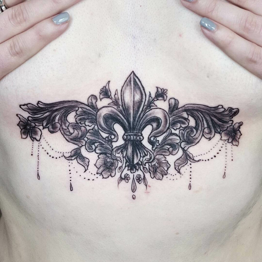 12+ Girly Fleur De Lis Tattoo Ideas To Inspire You! 13 Fleur De Lis Under Boob Tattoo