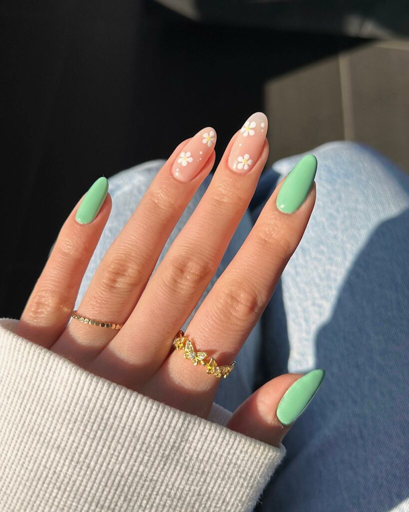 30 Latest Mint Green Nail Ideas To Try Today! 17 Blossoming Pastel Hues with Floral Accents