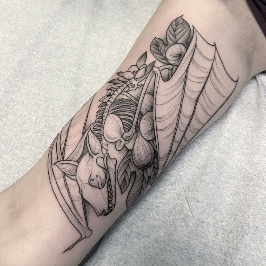 11+ Bat Skeleton Tattoo Ideas That Will Blow Your Mind! 18 Floral Bat Tattoo