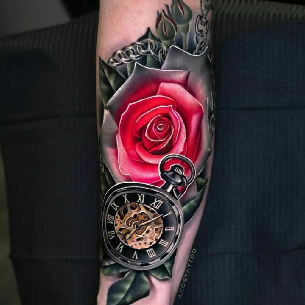21+Clock Tattoo Ideas To Inspire You! 13 Floral Clock Tattoo