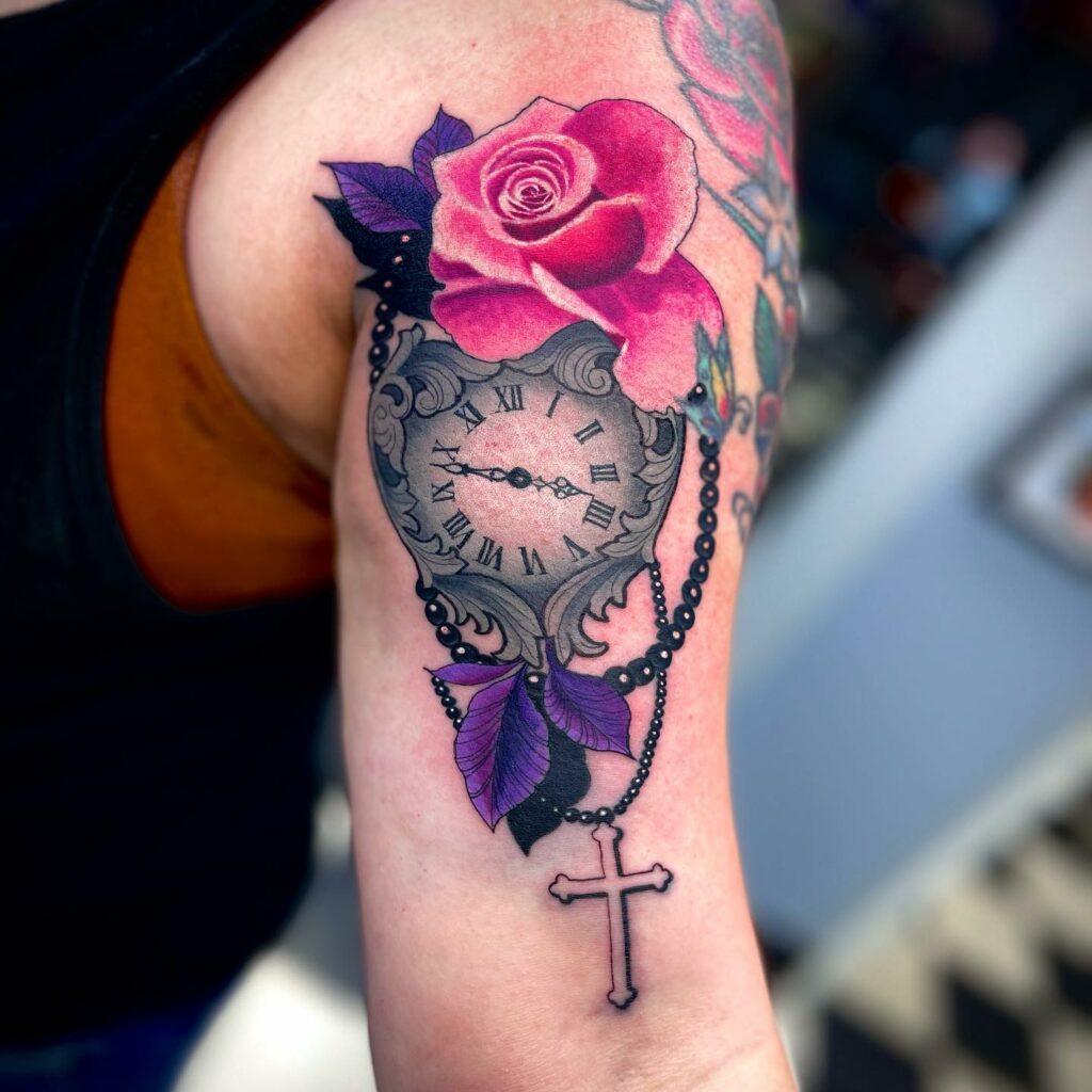 21+Clock Tattoo Ideas To Inspire You! 14 Floral Clock Tattoo ideas