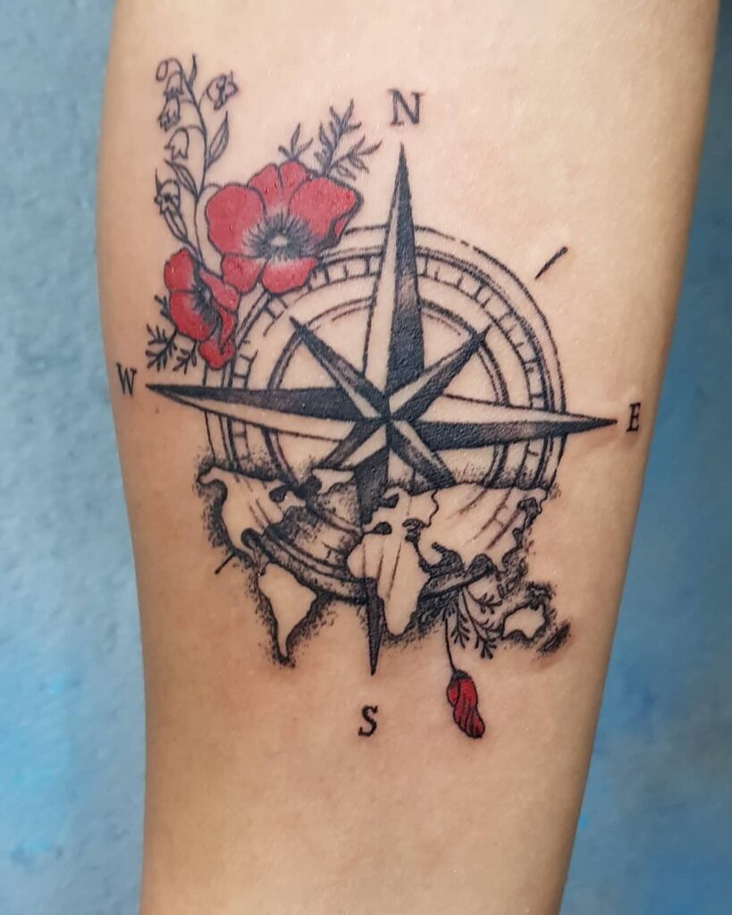 What Does A Compass Tattoo Mean 12 Floral Compass Tattoos