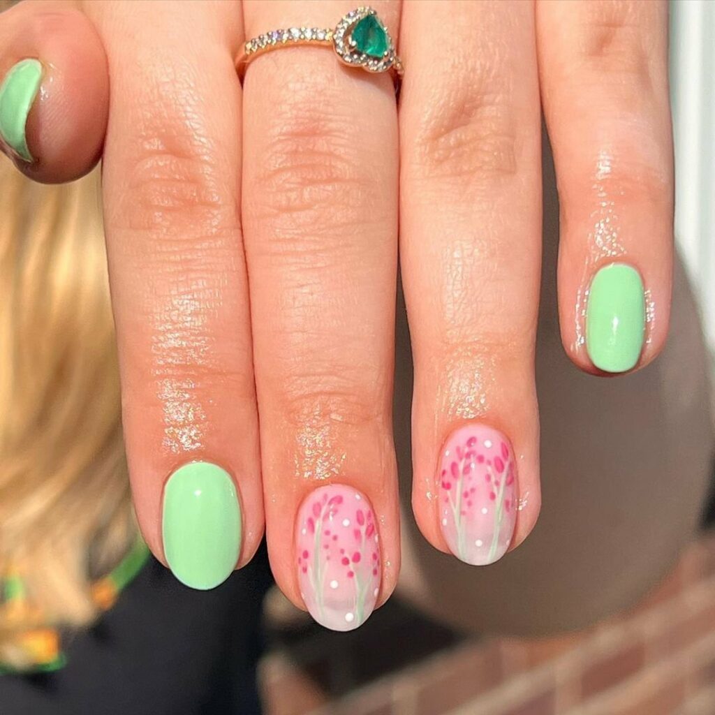30 Latest Mint Green Nail Ideas To Try Today! 29 Floral Designs on Mint Green Nails