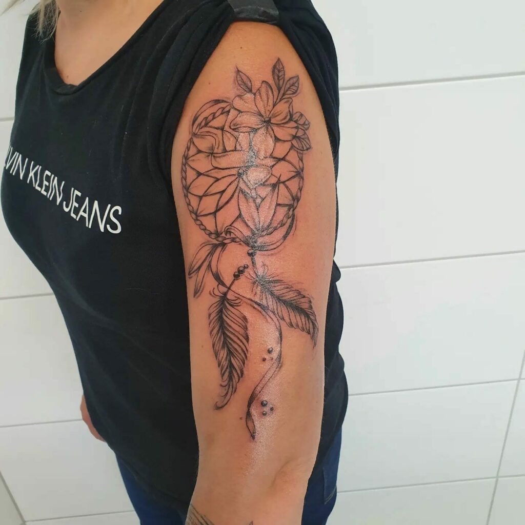 13+ Thigh Unique Dream Catcher Tattoo Ideas That Will Blow Your Mind! 18 Floral Dream Catcher Tattoos ideas