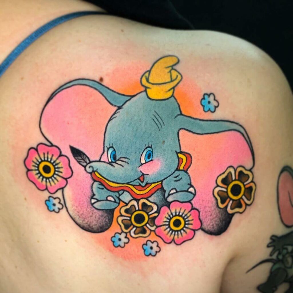 12+ Dumbo Tattoo Ideas To Inspire You! 14 Floral Dumbo Tattoos