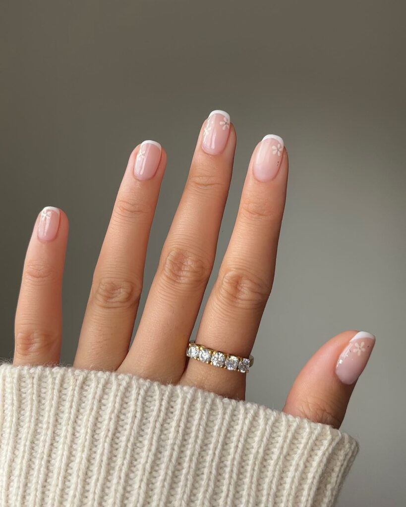 Chic Ombré French Nail Designs to Try in 2024 🇫🇷 39 Floral Embellishments