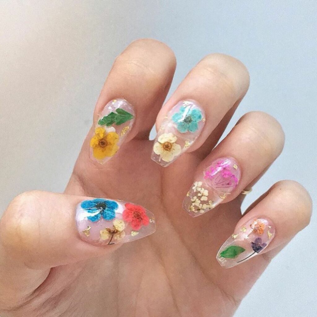 Get Graceful with 30 Ballerina Nail Designs for 2024 25 Floral Fantasy ballerina nails