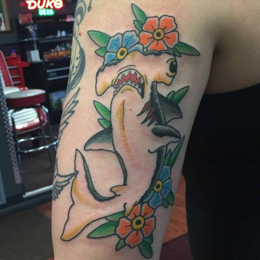 11+ Hammerhead Shark Tattoo Ideas You Have To See To Believe! 21 Floral Hammerhead Tattoo