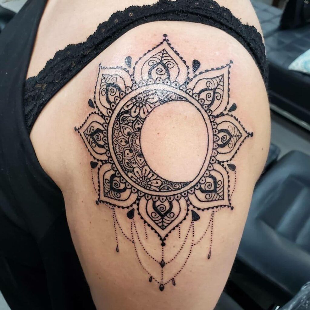 11+ Floral Mandala Tattoo Ideas That Will Blow Your Mind! 15 Floral Mandala Moon Tattoo Images