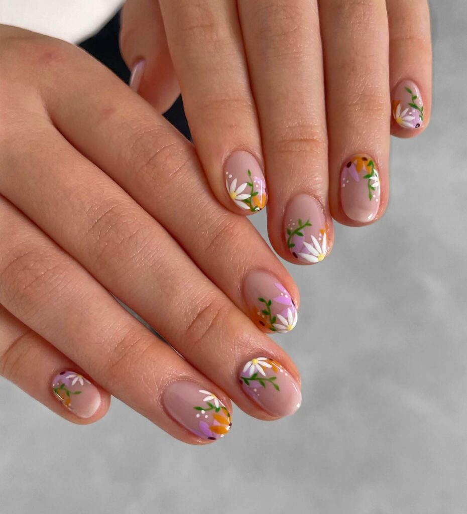 50 Latest Nude Nail Designs To Try In 2024 51 Florals on Nude Nails