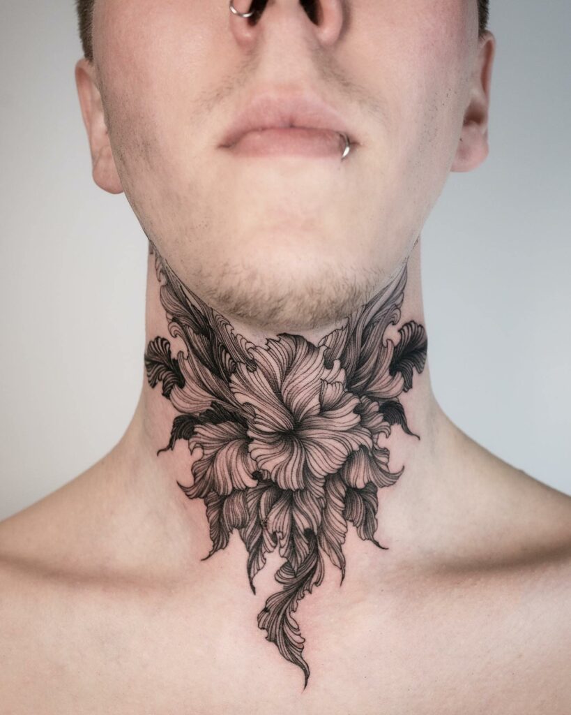 11+ Male Throat Tattoo Ideas That Will Blow Your Mind! 12 Floral Neck Tattoo Designs For Men