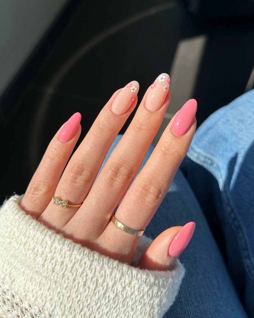 40 Latest Nude Pink Nail Ideas To Try In 2024! 26 Floral Nude Pink Nails