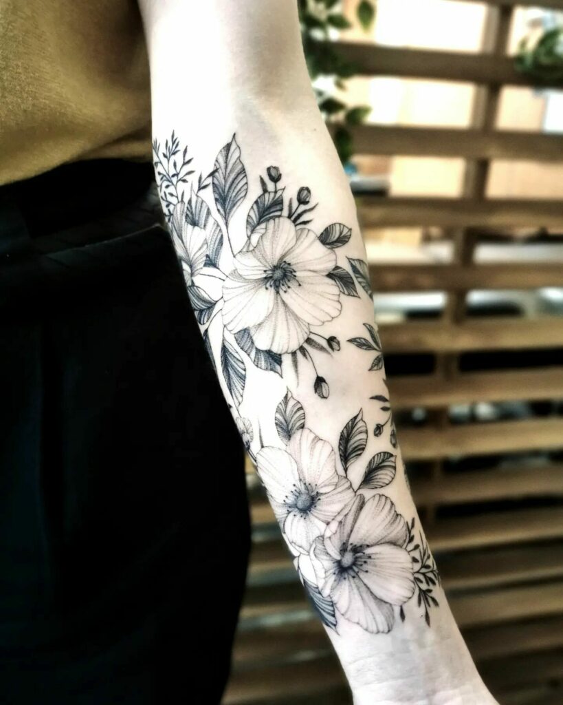 14+ Tattoo Styles Sleeve Ideas That Will Blow Your Mind! 12 Floral Sketch Sleeve Tattoo