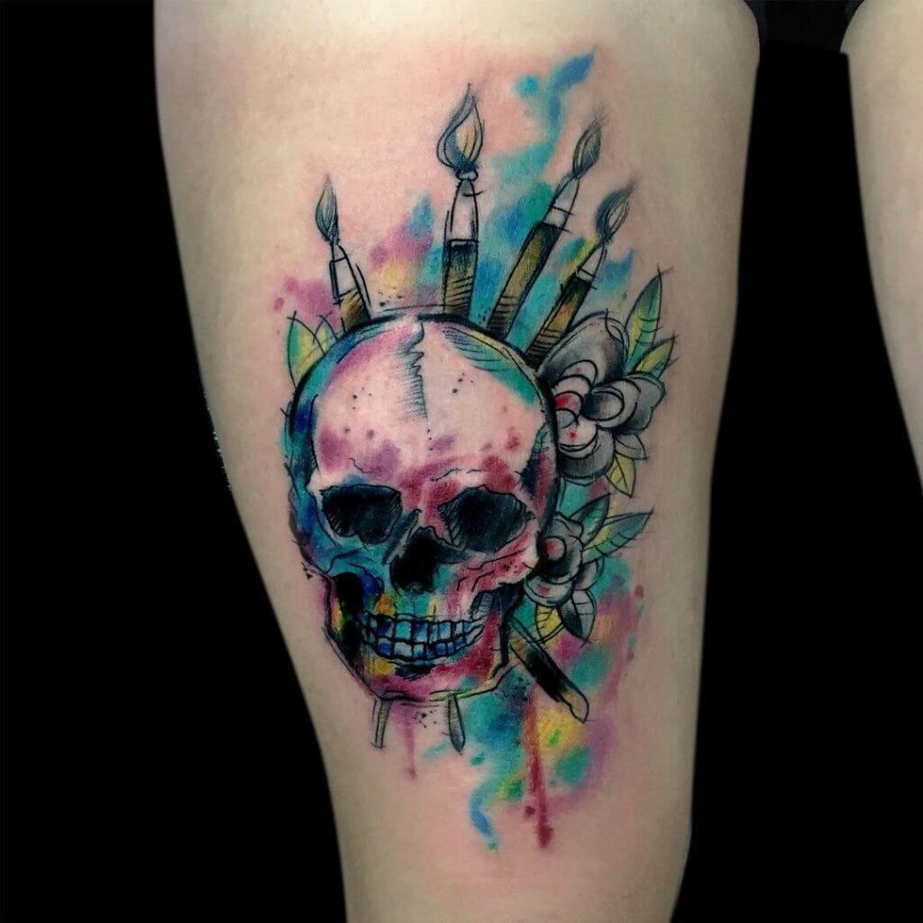 11+ Floral Watercolor Tattoo Ideas That Will Blow Your Mind 19 Floral Skull Tattoo Watercolor