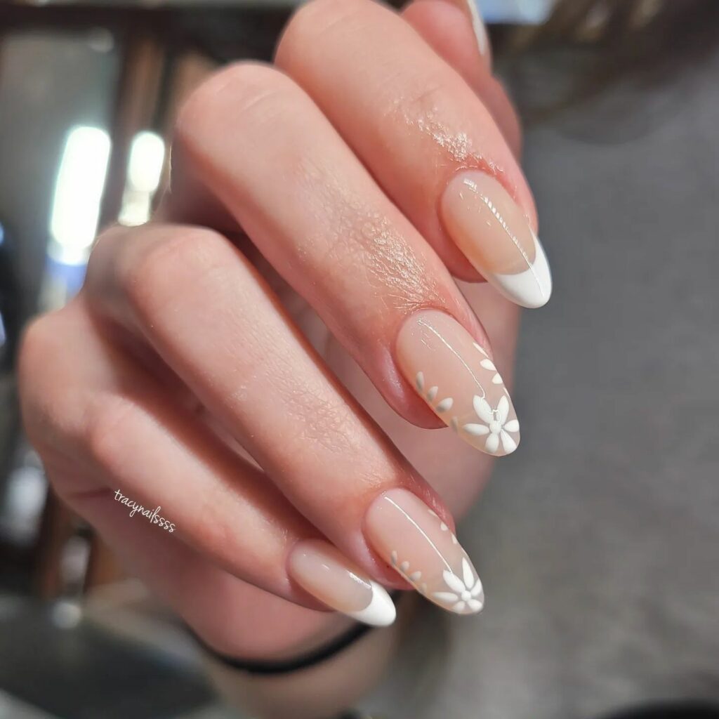 Rock 25 Chic White Almond Nail Designs in 2024 24 Floral Designs on White Almond Nails