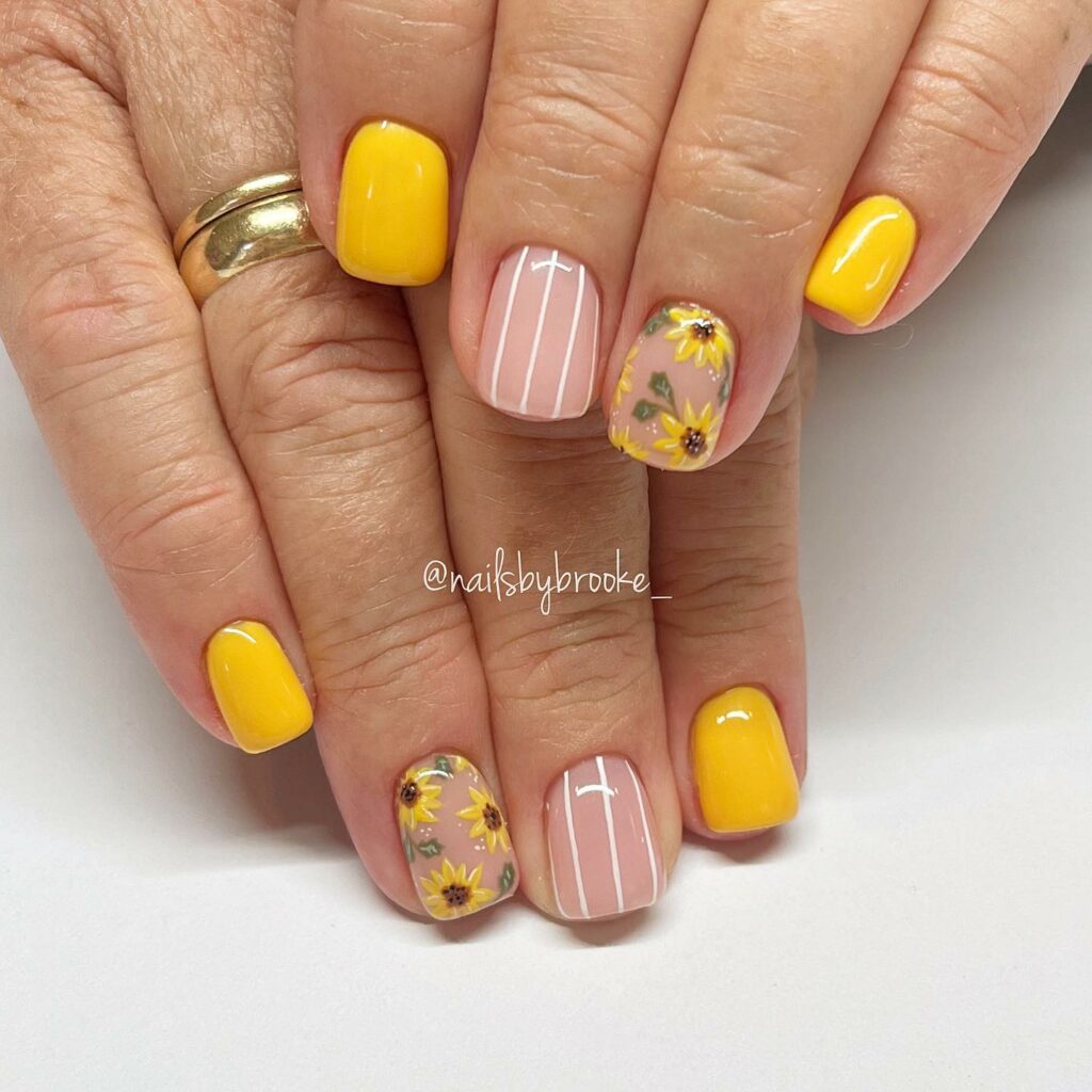 50 Latest February Yellow Nail Designs To Try in 2024! 48 Floral on Yellow Nails