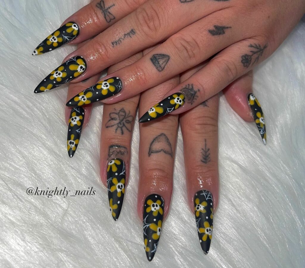 55 Latest Spider Web Nail Designs To Try In 2024! 53 Floral spider web nails