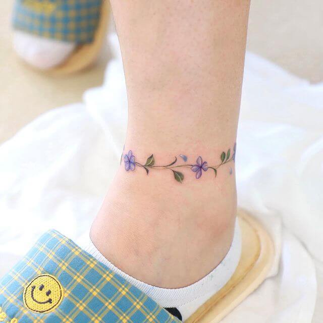 13+ Anklet Tattoo Ideas To Inspire You! 15 Flower Anklet Tattoo