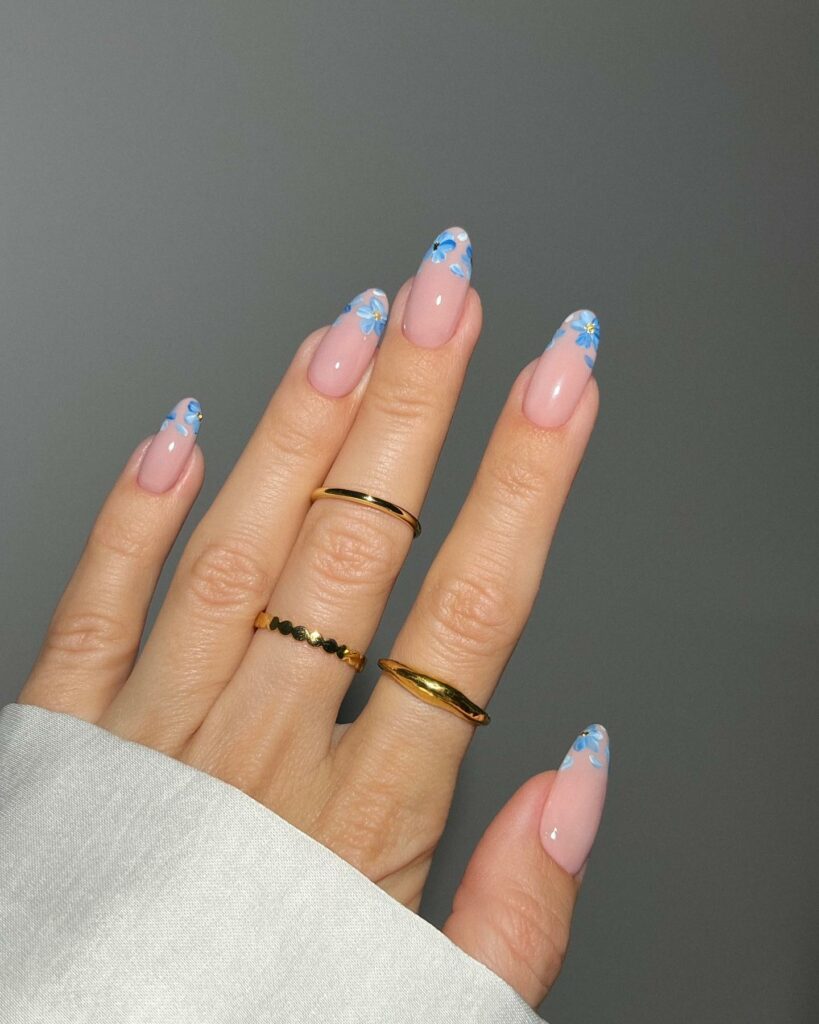 18 Latest Light Blue Nail Designs To Try In 2024! 20 Flower Power baby blue