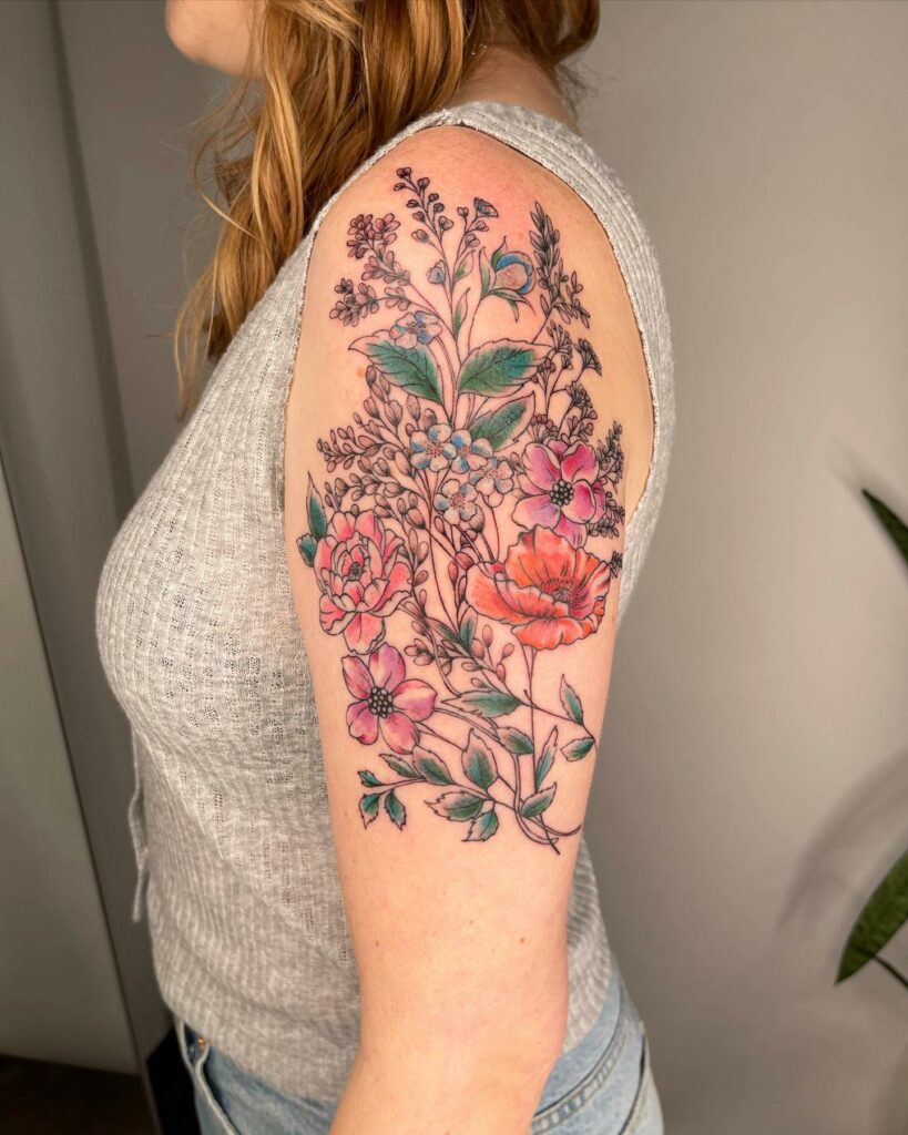 11+ Unique Upper Arm Half Sleeve Tattoo Ideas That Will Blow Your Mind! 17 Flower Tribal Half Sleeve Tattoo For Women