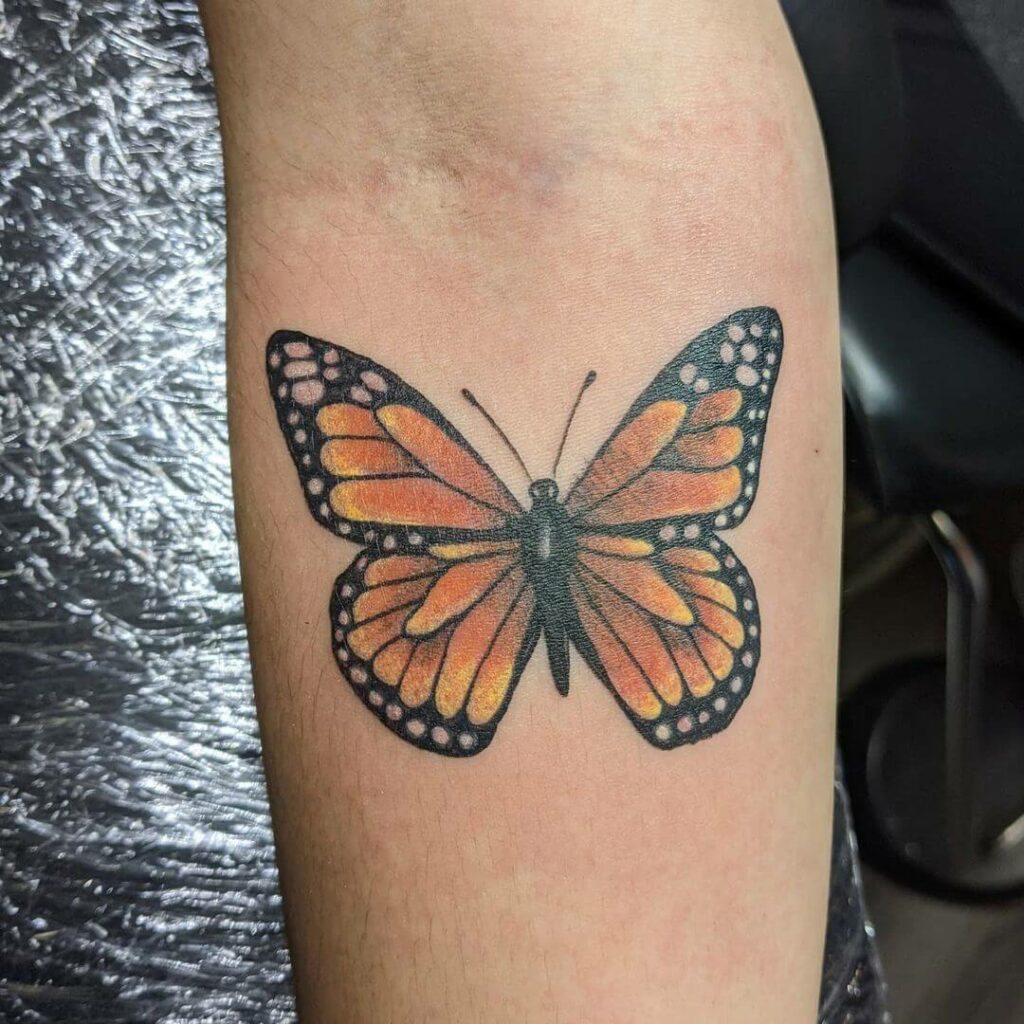 200 Monarch Butterfly Tattoo Ideas for 2024 17 Forearm Monarch Butterfly Colorful Ink