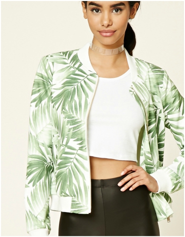 Forever 21 Palm Leaf Print Bomber Jacket £23 Green palm leaf printed bomber jacket