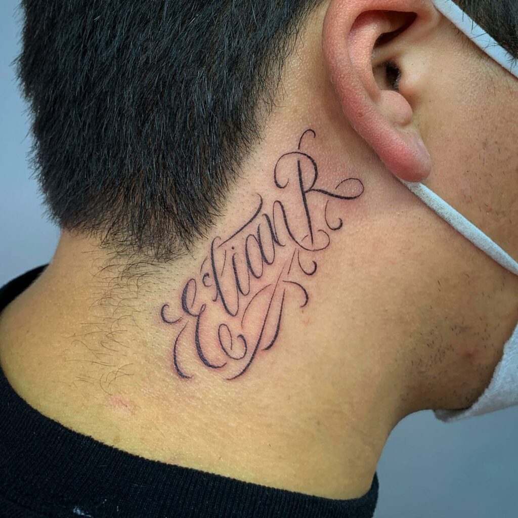 10+ Name Tattoo On Neck Ideas That Will Blow Your Mind! 19 Freehand Name Tattoo On Neck
