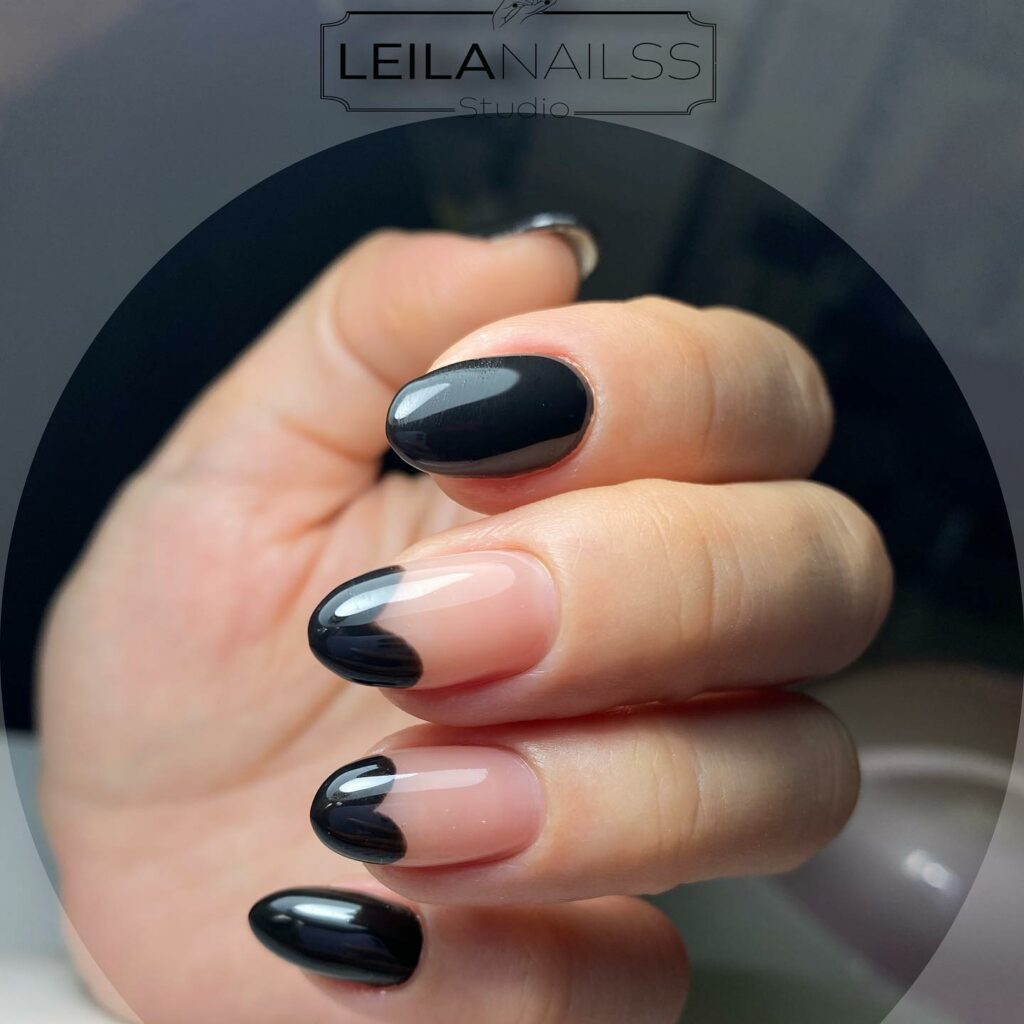 30 Latest Black Almond Nail Ideas To Try In 2024! 33 Romantic French Black Heart Almond Nails