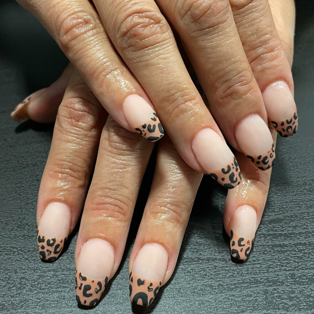 Add a Pop with 25 Cheetah Print Nails in 2024 15 Classic French with a Cheetah Print Nails