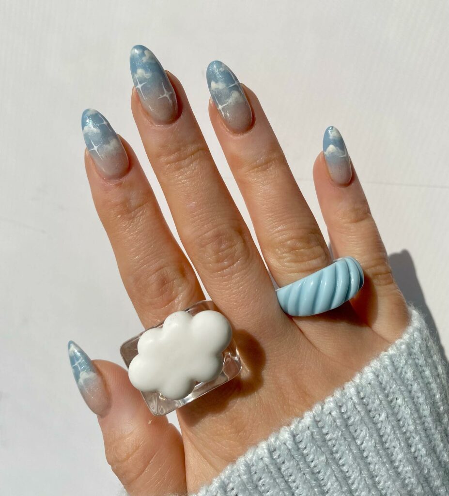 25 Latest Cloud Nails Designs To Try In 2024! 19 Elegant French Cloud Nail Design