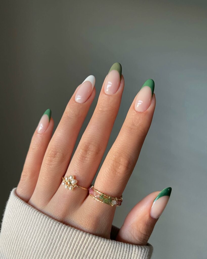 Feel the Nature with 31 Forest Green Nail Designs in 2024 17 Almond-Shaped Gradient Forest Green Nails