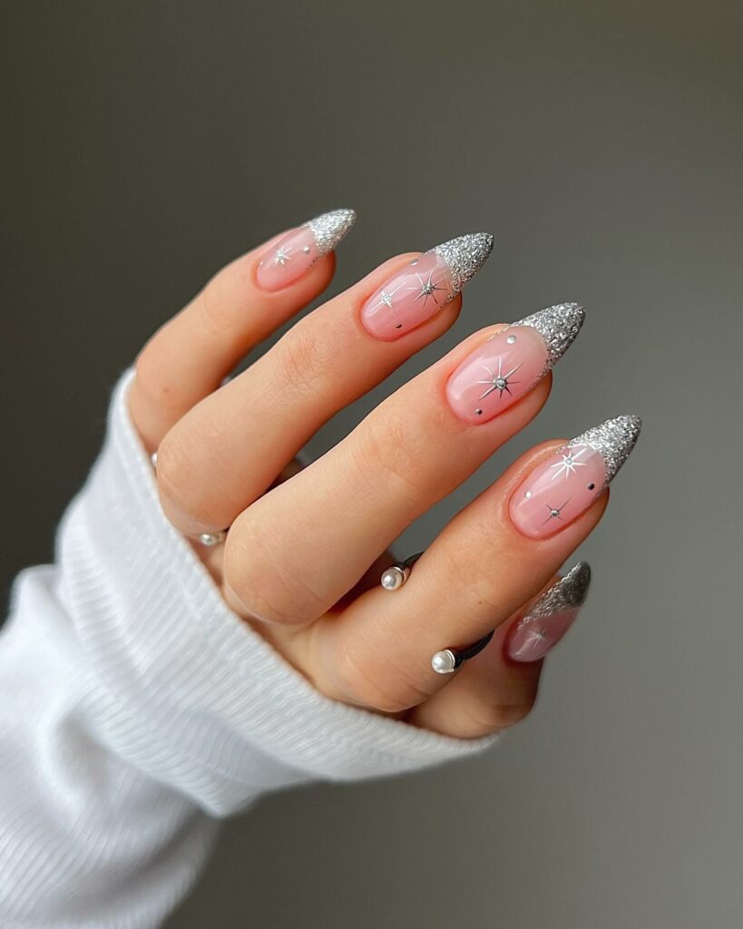 Get Cozy with 20 Grey Christmas Nail Ideas in 2024 21 French Grey Christmas Nails