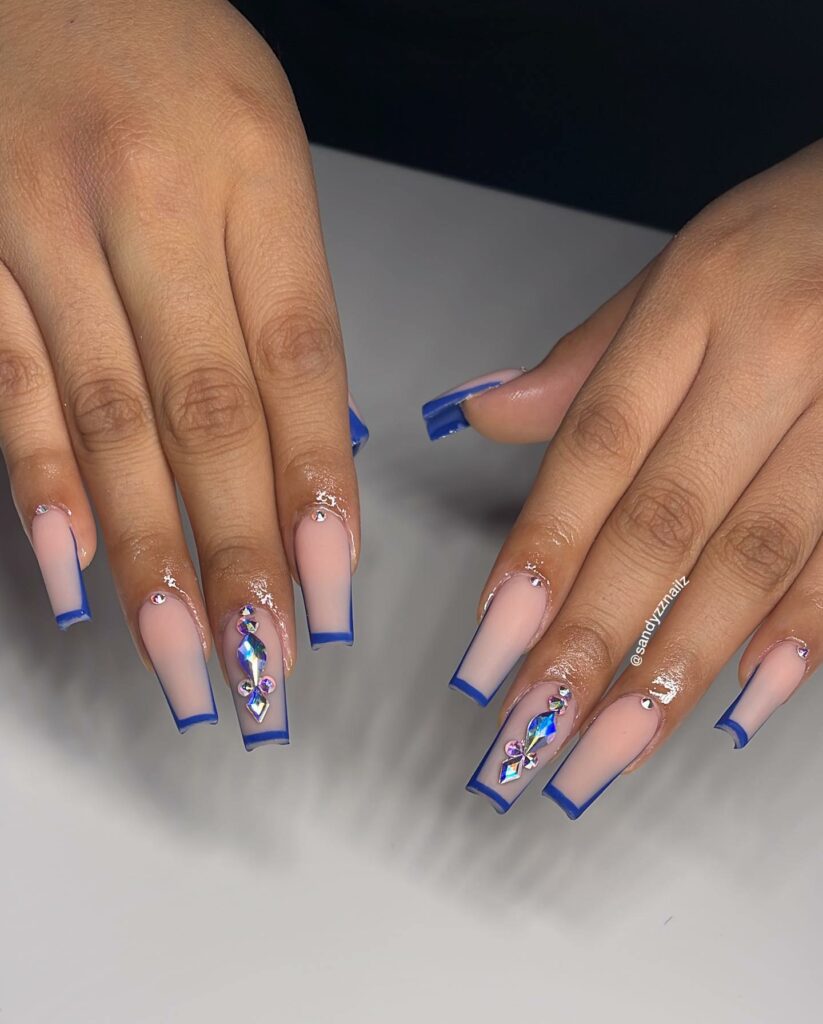 34 Latest Blue Acrylic Nail Designs To Try in 2024 32 Classic French Manicure with Refreshing Blue Tips