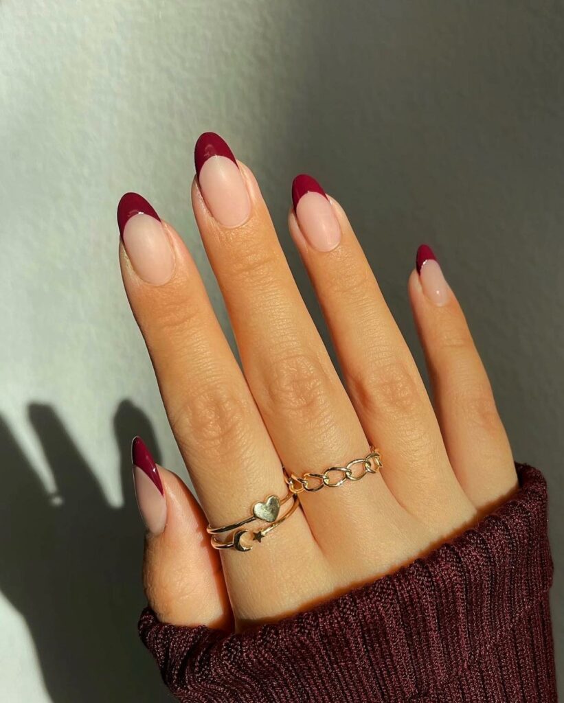 27 Latest Maroon Nail Designs To Try In 2024! 34 Tipped French Maroon Nails