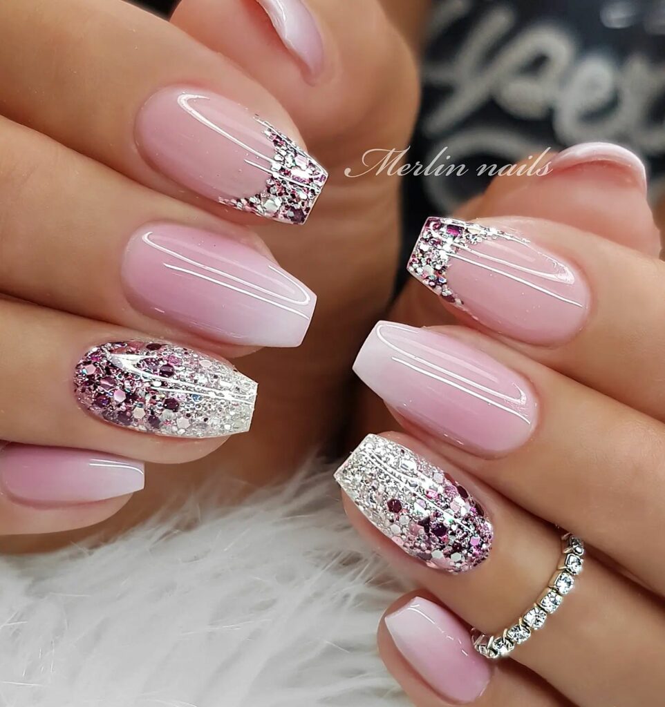 27 Latest Glitter Ombré Nail Designs To Try In 2024! 14 French Ombré Glitter Nails with a Twist