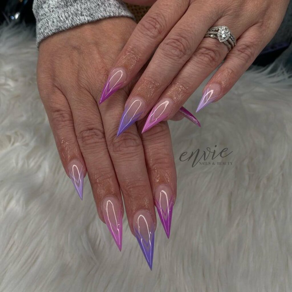 Charming Pink and White Ombre Nail Ideas for 2024 💗 16 French Ombre Stiletto Nails