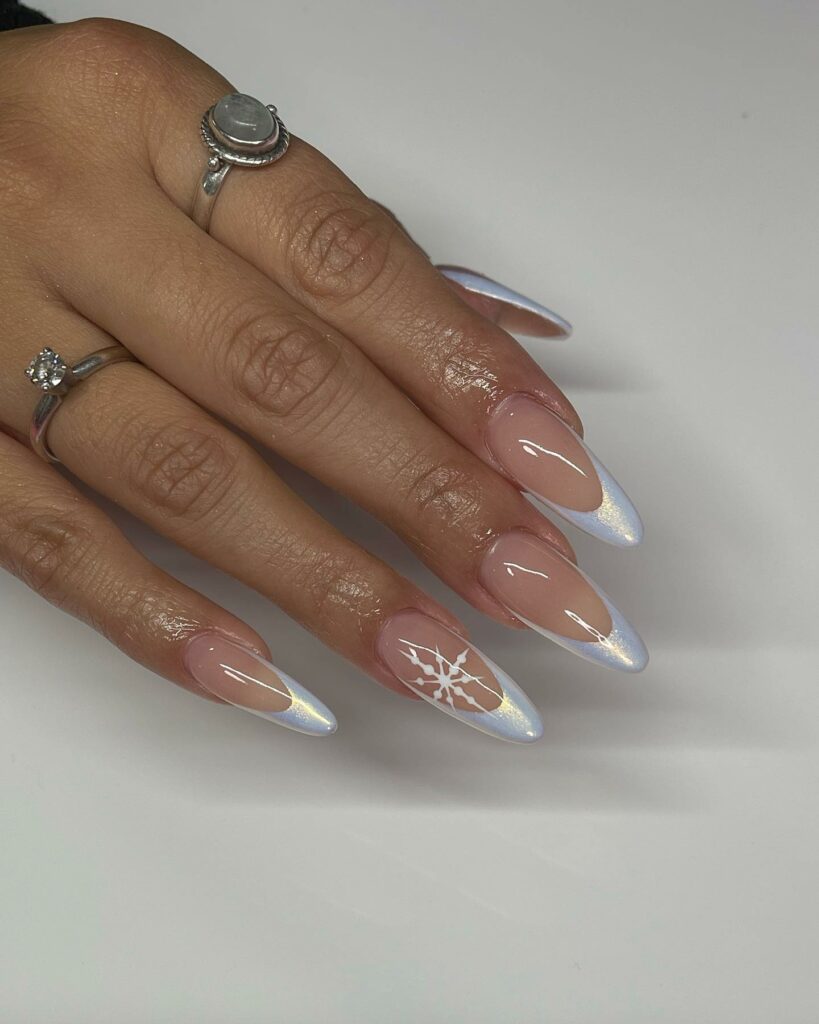 44 Latest Snowflake Nail Ideas To Try In 2024! 17 Classic French Snowflake Nails