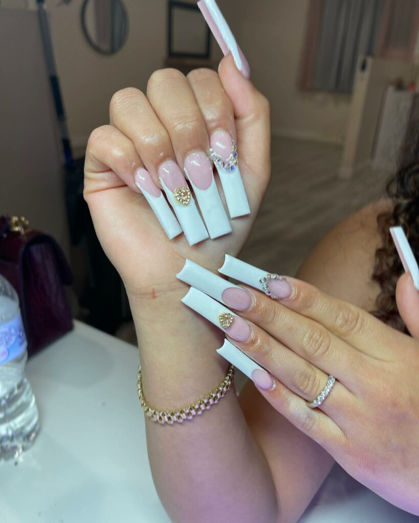 29 Latest Long Square Acrylic Nail Designs To Try In 2024! 22 White Tip Precision on Square Acrylic Nails