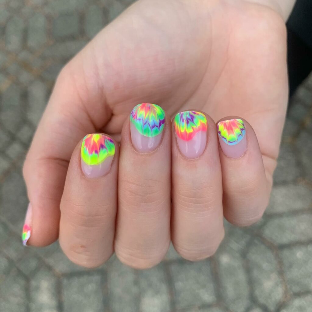 Get Artsy with 25 Tie-Dye Nail Designs in 2024 22 Chic French Tie-Dye Nails