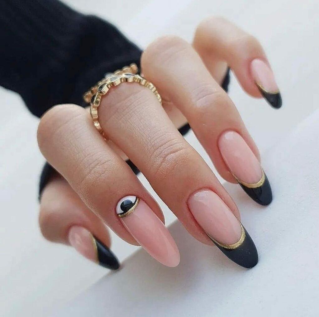 Discover 44 Trendsetting Black Nail Designs for 2024 20 French Tip Bling