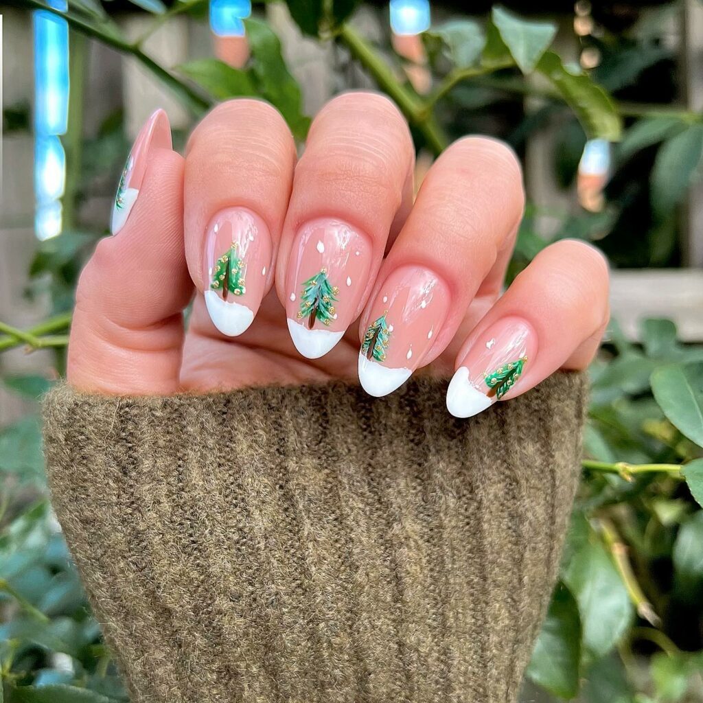 Celebrate with 40 Christmas Statement Nail Designs in 2024 35 French Tip Christmas Tree Nails