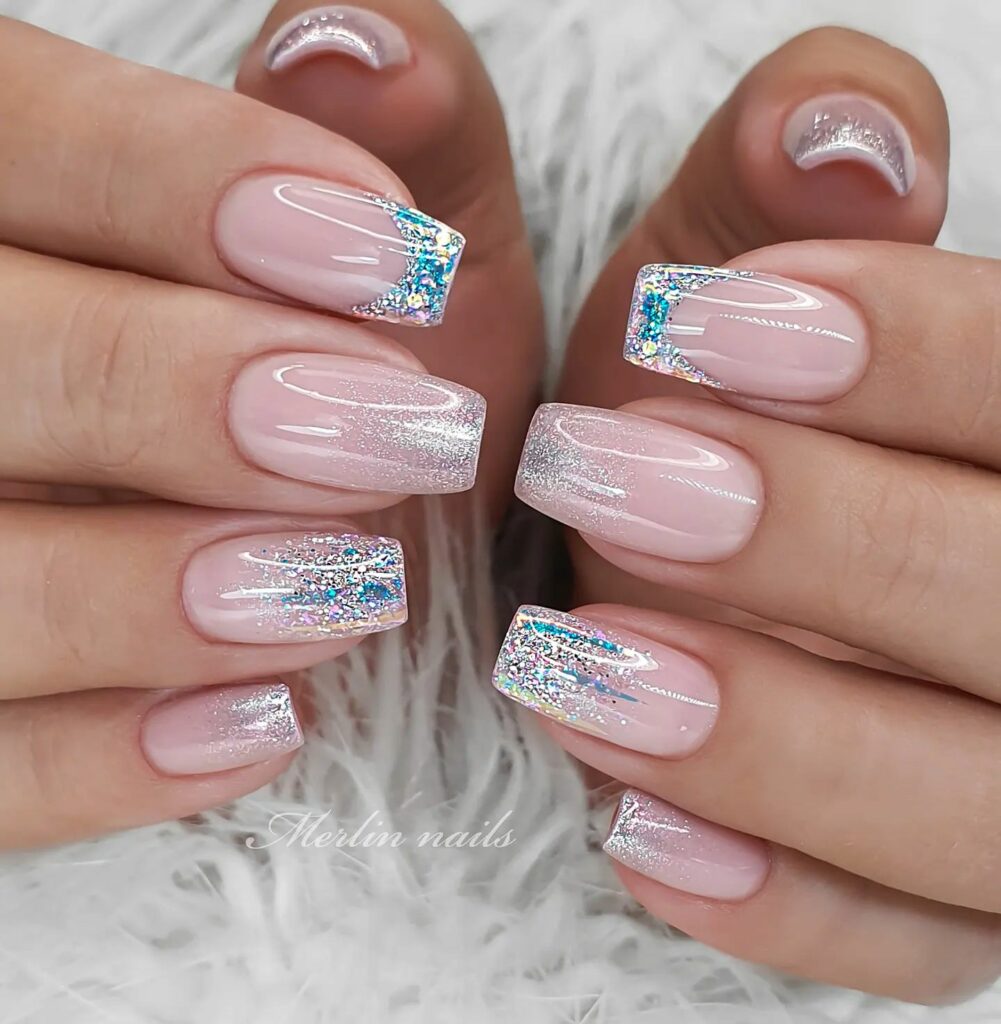 59 White Glitter Nail Designs To Try In 2024! 67 Frosted Nails and Ombré Frenchies