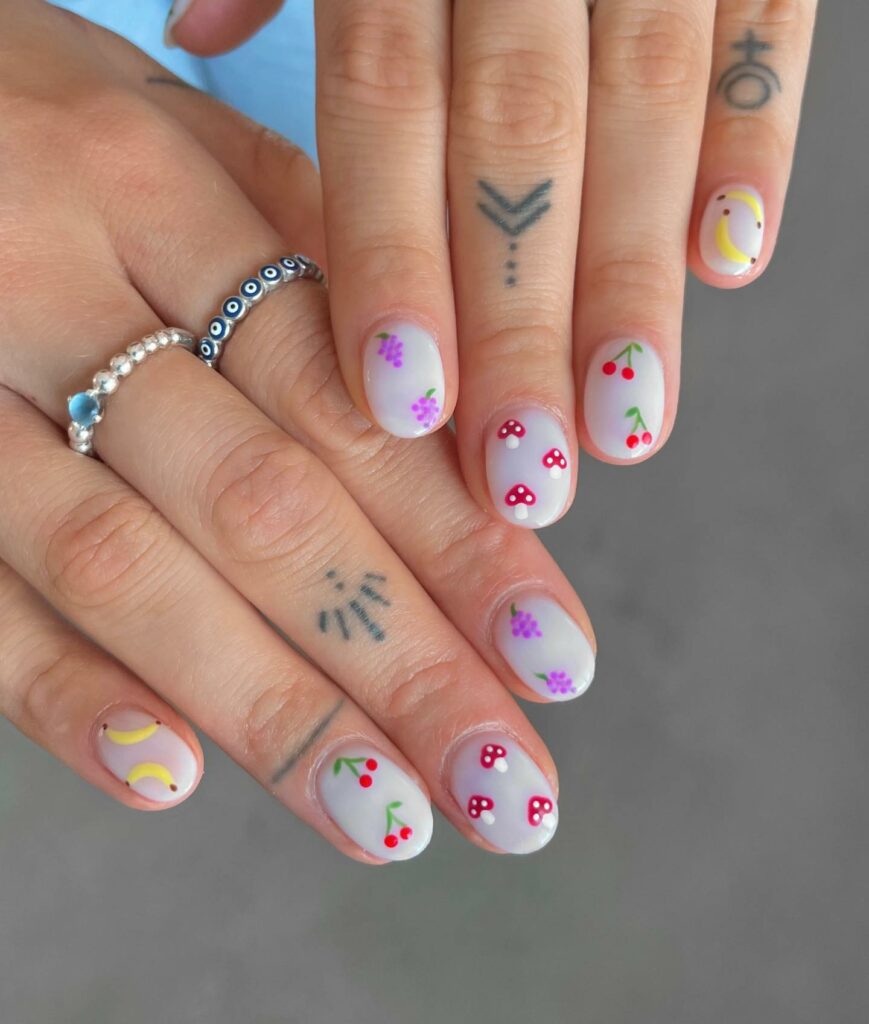 30 Latest Round Nail Designs To Try In 2024! 19 Fruits Inspired Round Nails