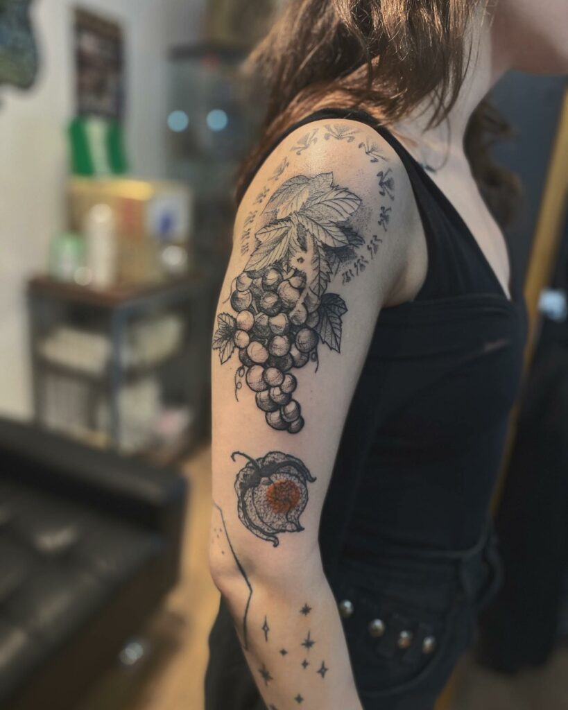 12+ Spaced Out Tattoo Sleeve Ideas To Inspire You! 16 Fruity Spaced Out Tattoo Sleeve