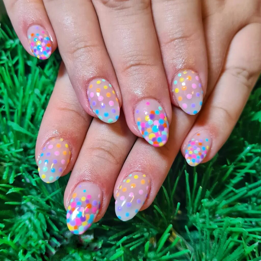 Exciting Birthday Nail Inspirations for 2024 π 11 Fuchsia Pink and White with Rainbow Sprinkles